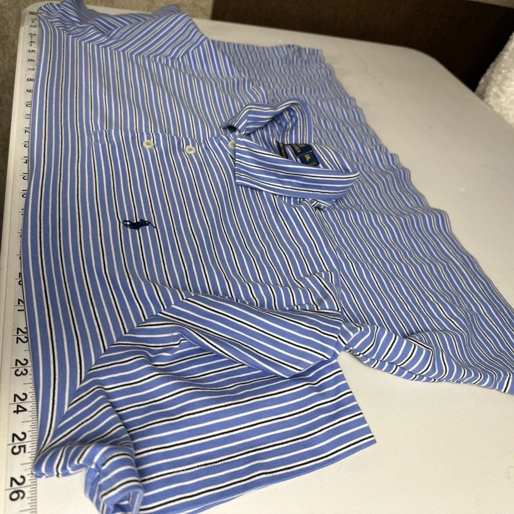 Polo Ralph Lauren XXL Blue Striped Polo Shirt Pima Soft Touch Classic Fit